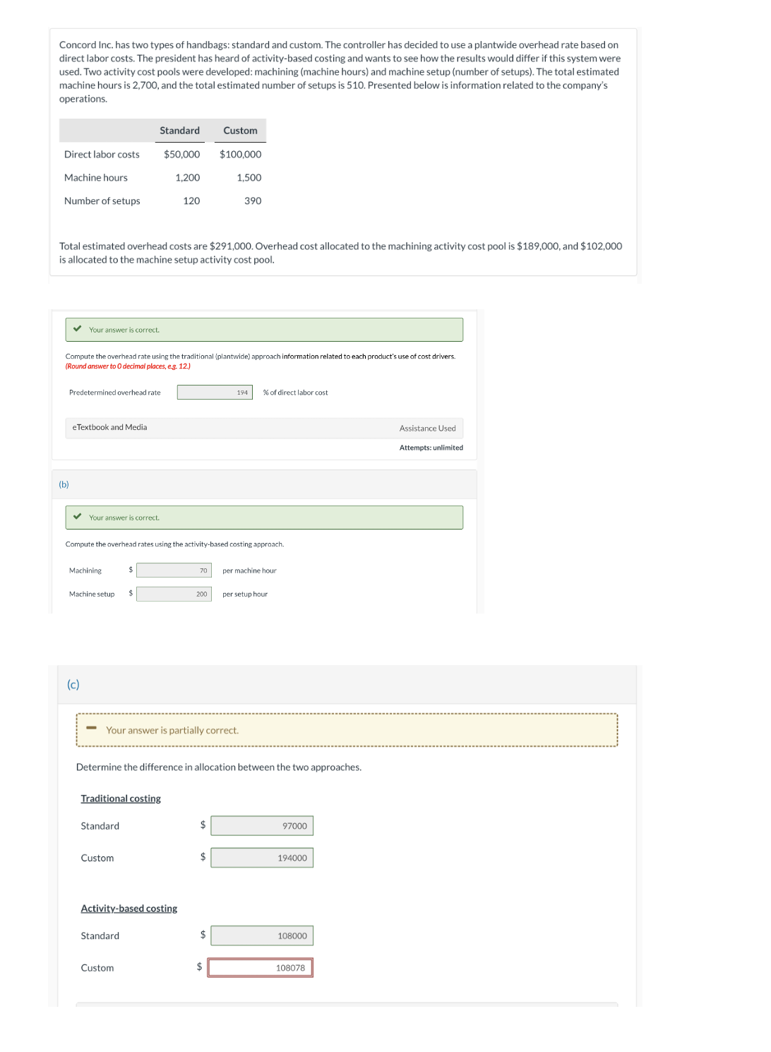 need help with custom at bottom Concord Inc. has two types of