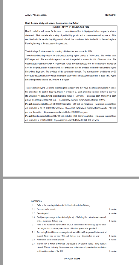  Read the case study and answer the questions that follow: HYBRID