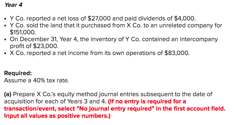 Y Co. on January 1, Year 3, when Y Co. had common