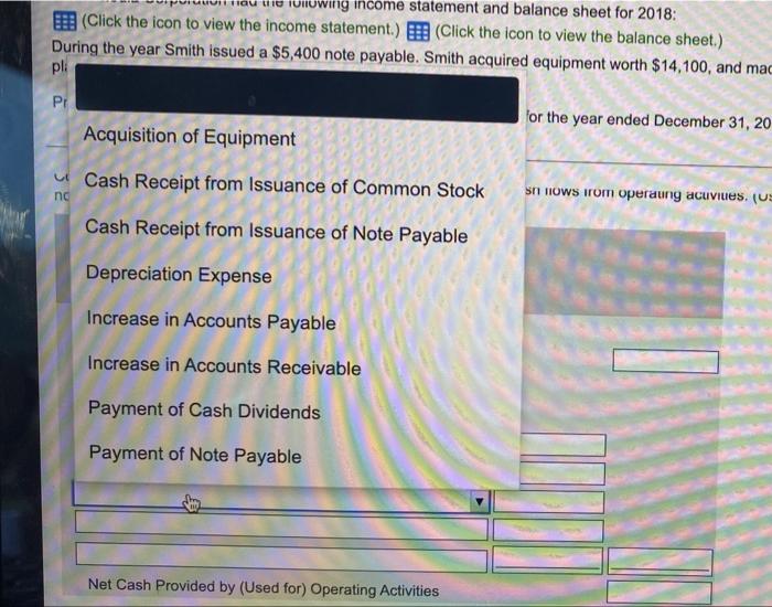 for the acquisition of plant assets.Prepare Smith Media's statement of cash flows