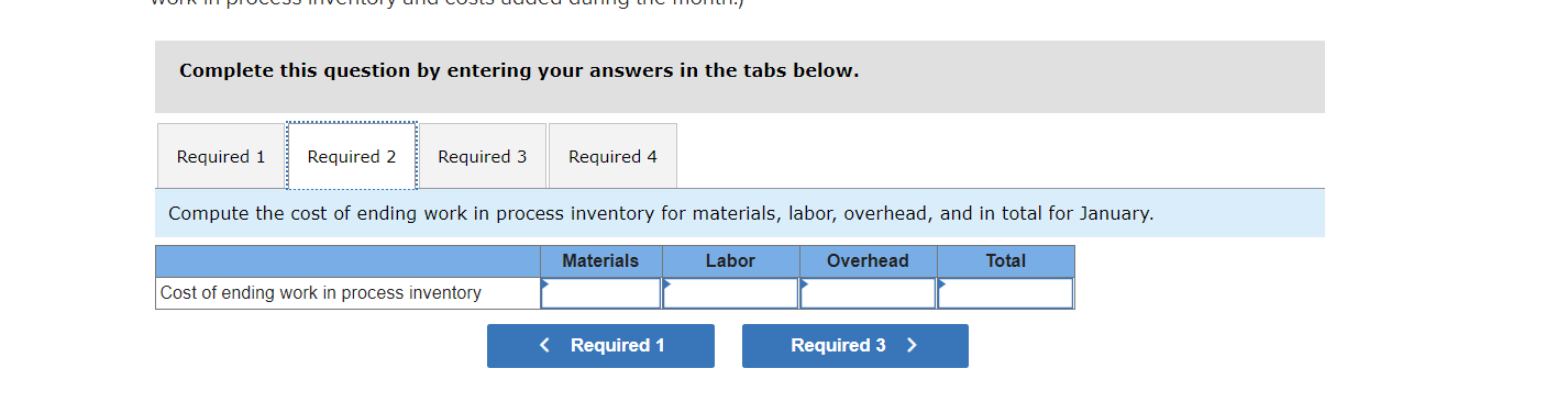 and overhead in the ending work in process inventory for the month.