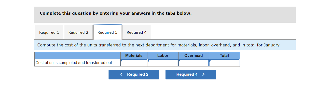 2. Compute the cost of ending work in process inventory for materials,