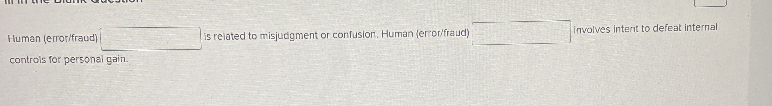  Human (error/fraus is related to misjudgment or confusion. Human (error/fraud)olves intent