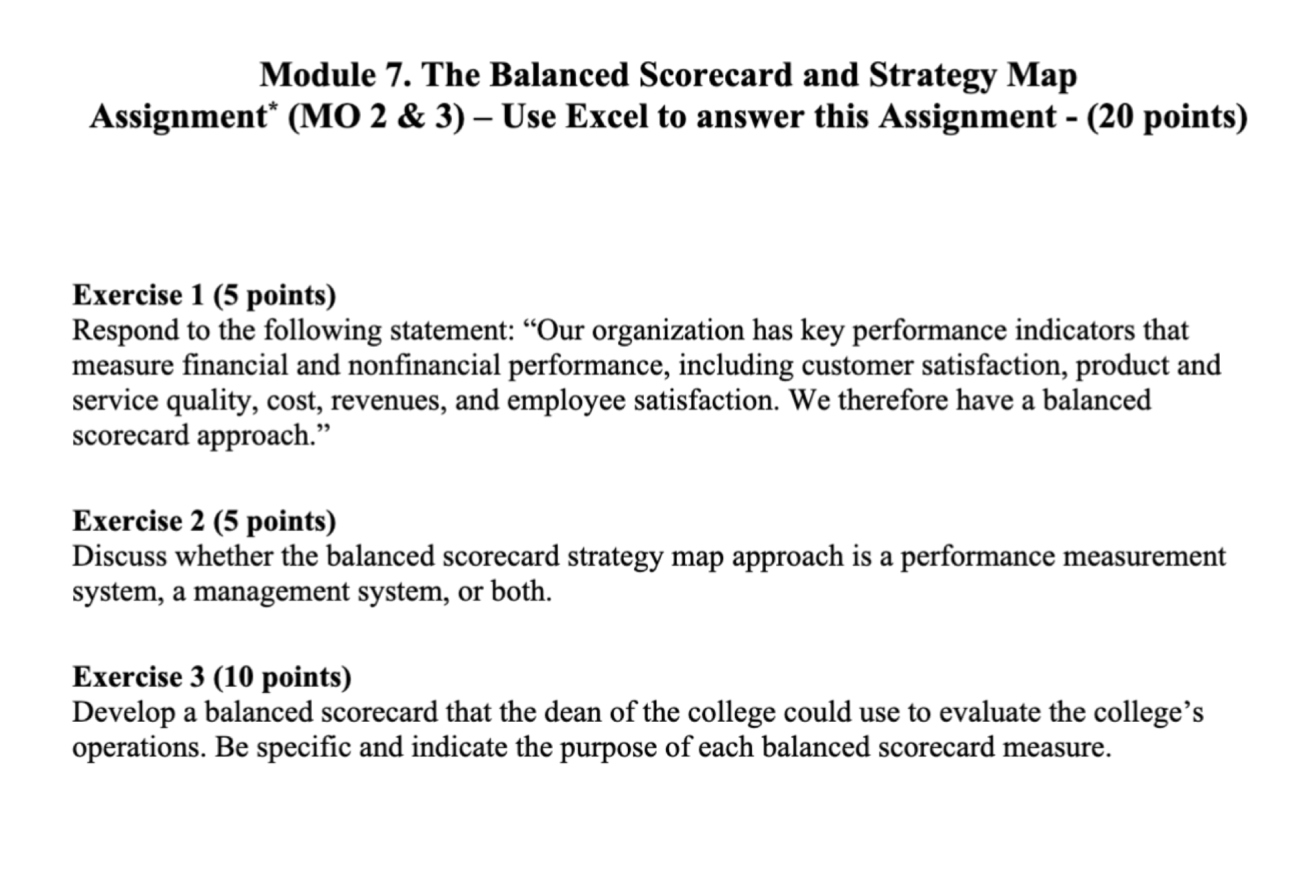  Module 7. The Balanced Scorecard and Strategy Map Assignment* (MO 2