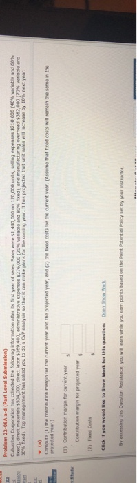  Compute (1) the contribution margin for the current year and the