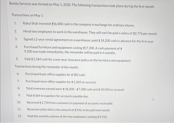 Please Use the same format for the table Bonita Services was formed