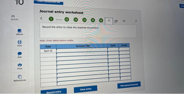 Adams Travel. The following transactions occurred dueing the company/s fist month. Aprit