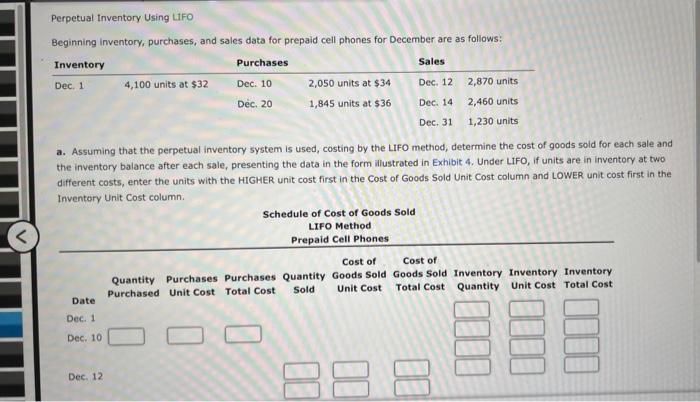 please help me and explain, thank you Perpetual Inventory Using LIFO Beginning