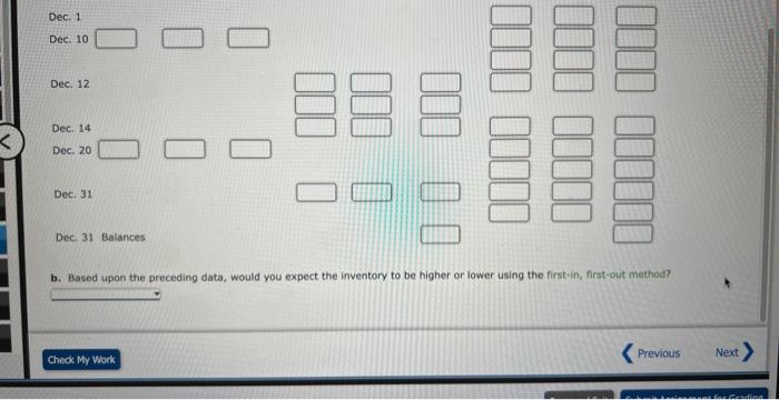 inventory, purchases, and sales data for prepaid cell phones for December are