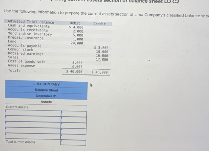  Use the following information to prepare the current assets section of
