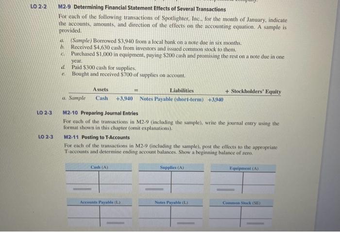 Your task is to complete the following Textbook Exercises: Analyzing Business Trans