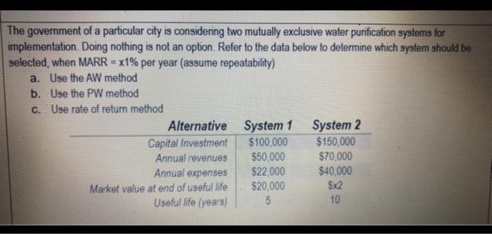 solve for x1= 8% and x2=2000$ . please do not use excel