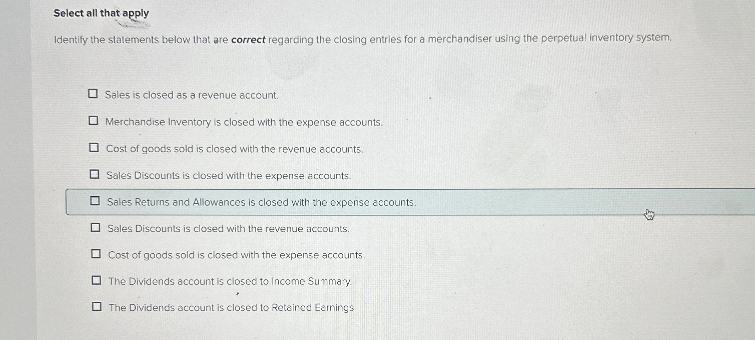  Select all that apply Identify the statements below that are correct