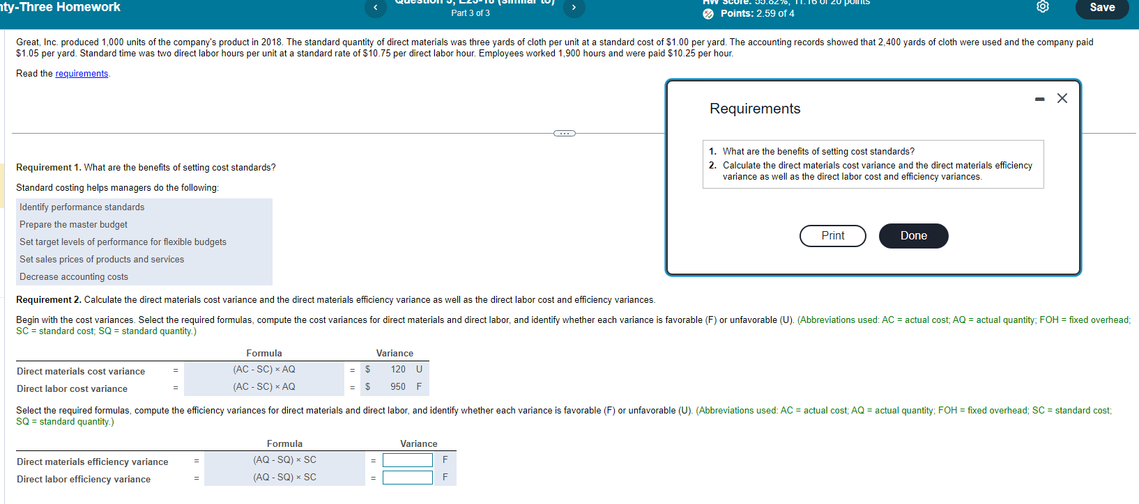 Can someone please help me find the direct materials efficiency variance and