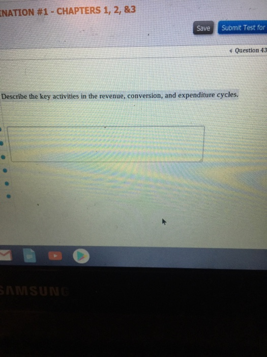  INATION #1 - CHAPTERS 1, 2, &3 Save Submit Test for