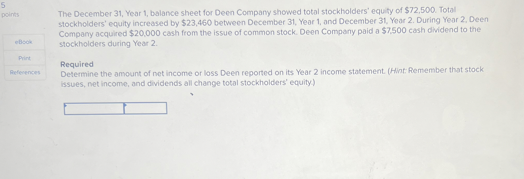  5 points References References The December 31, Year 1, balance sheet