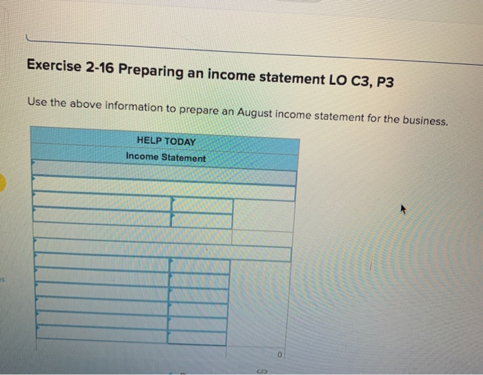information Use the following information for the Exercises below. (The following information