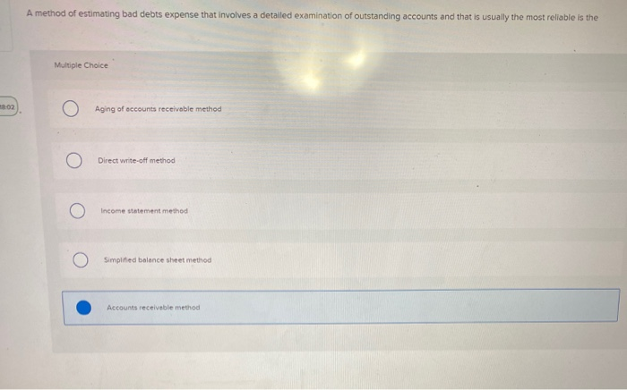  A method of estimating bad debts expense that involves a detailed