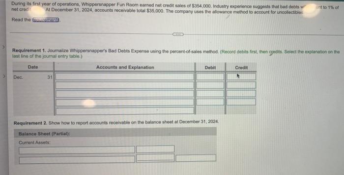 Debts Expense using the percent-of-sales method. 2. Show how to report accounts