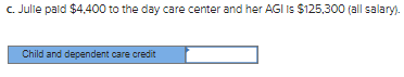 child and dependent care credit can Julie claim in 2021 In each