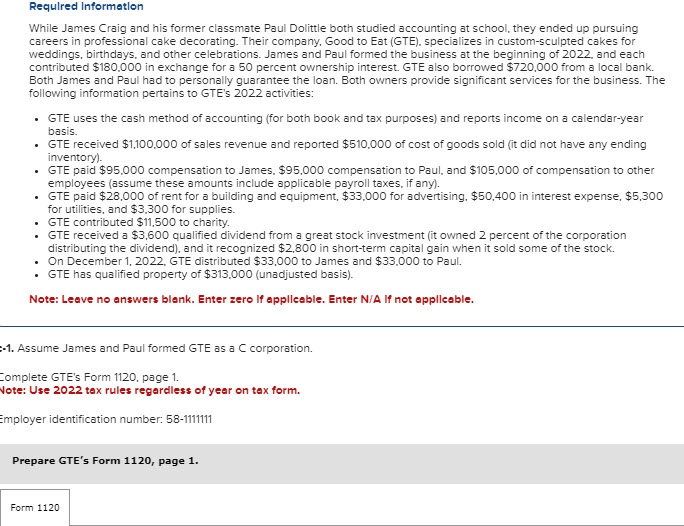  Requlred Information Requlred Information While James Craig and his former classmate