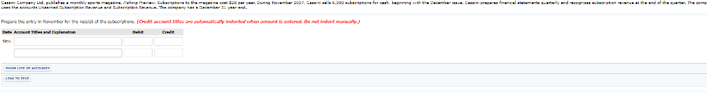 revenue in December 2017. (Credit account titles are automatically indented when amount