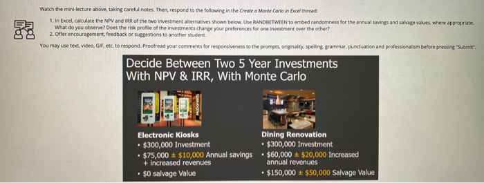 Watch the mini-lecture above, taking careful notes. Then, respond to the following