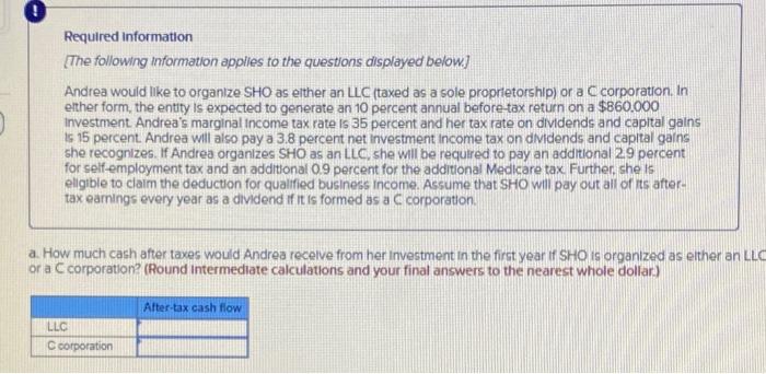 please answer and show your work Required information The following information applies