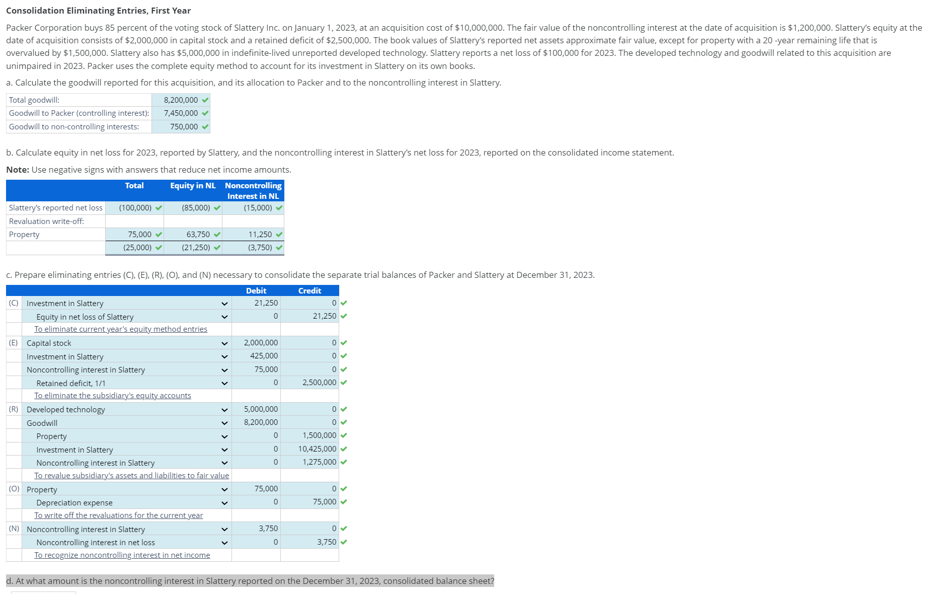  Please complete Part D by 3/911:59 pm ETConsolidation Eliminating Entries, First