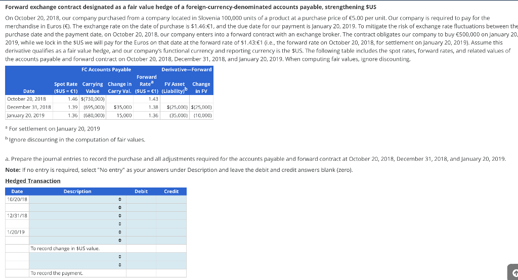 \ Forward exchange contract designated as a fair value hedge of a