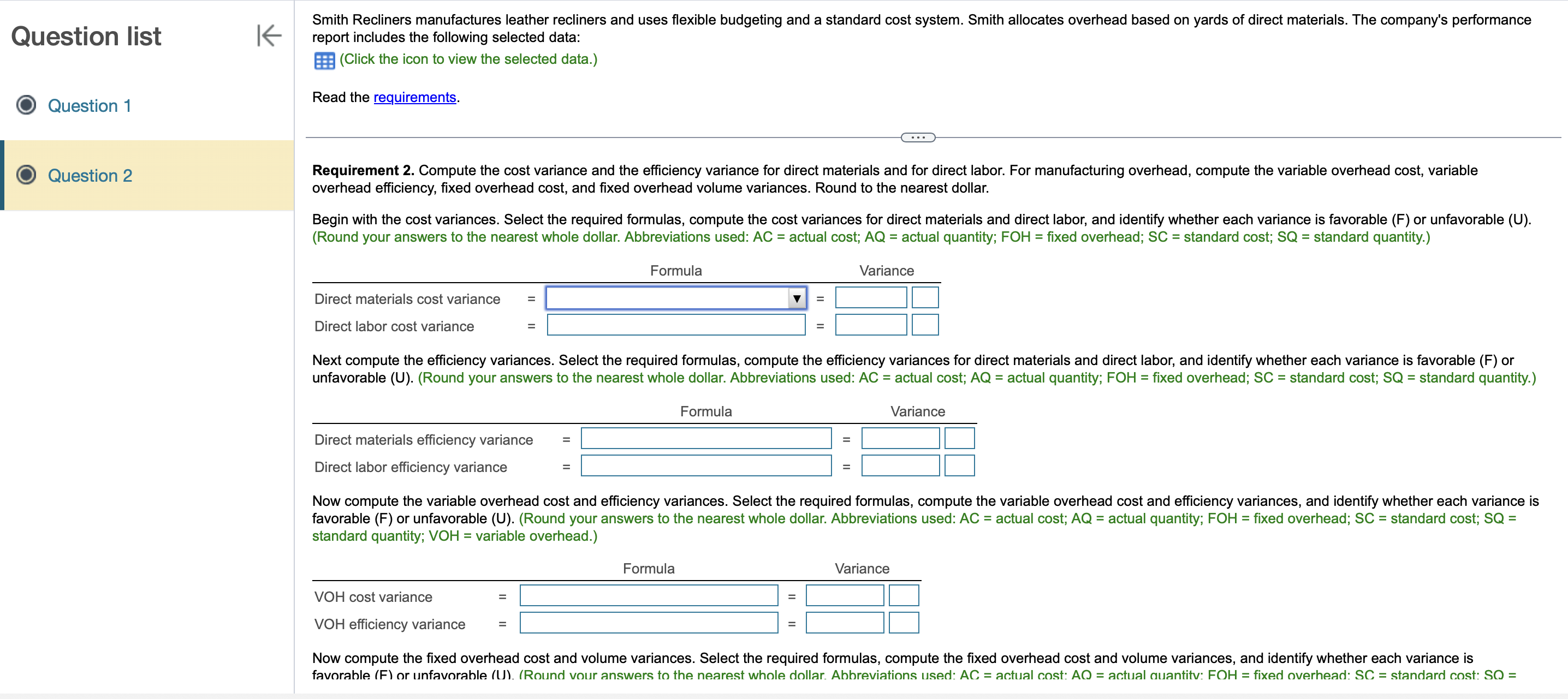 view the selected data.) Requirement 1. Prepare a flexible budget based on