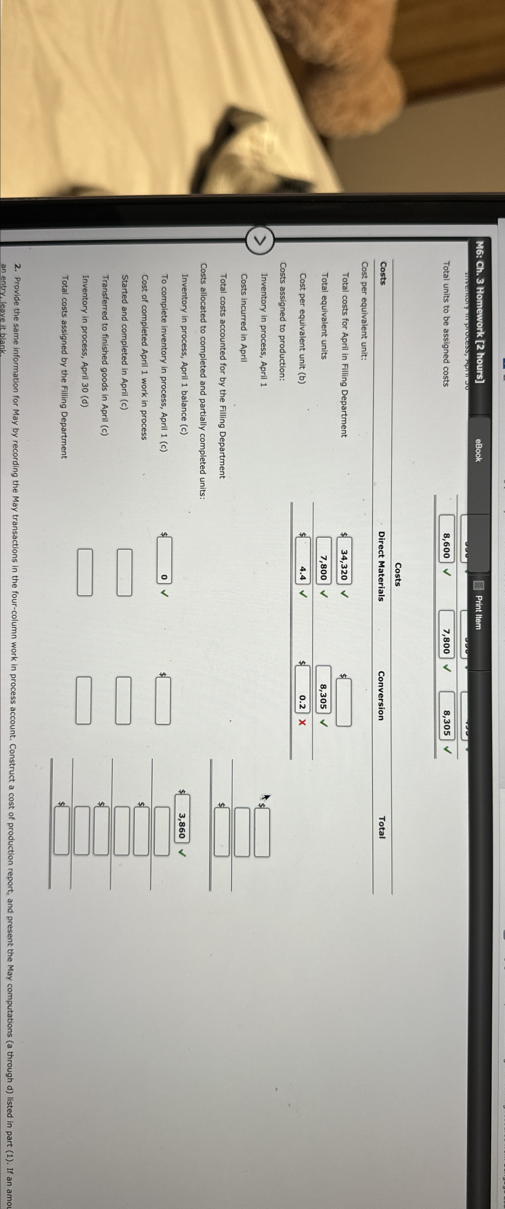  M6: Ch.3 Homework [2 hours] eBook Print Item Total units to