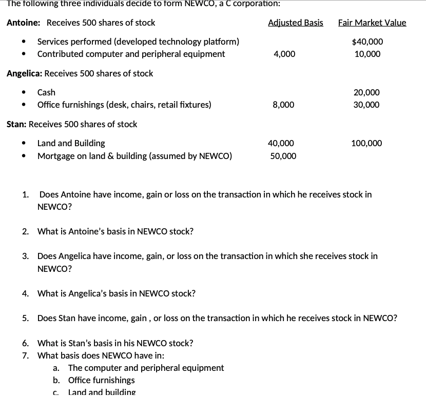 May you please answer questions 5 - 7. 1. Does Antoine