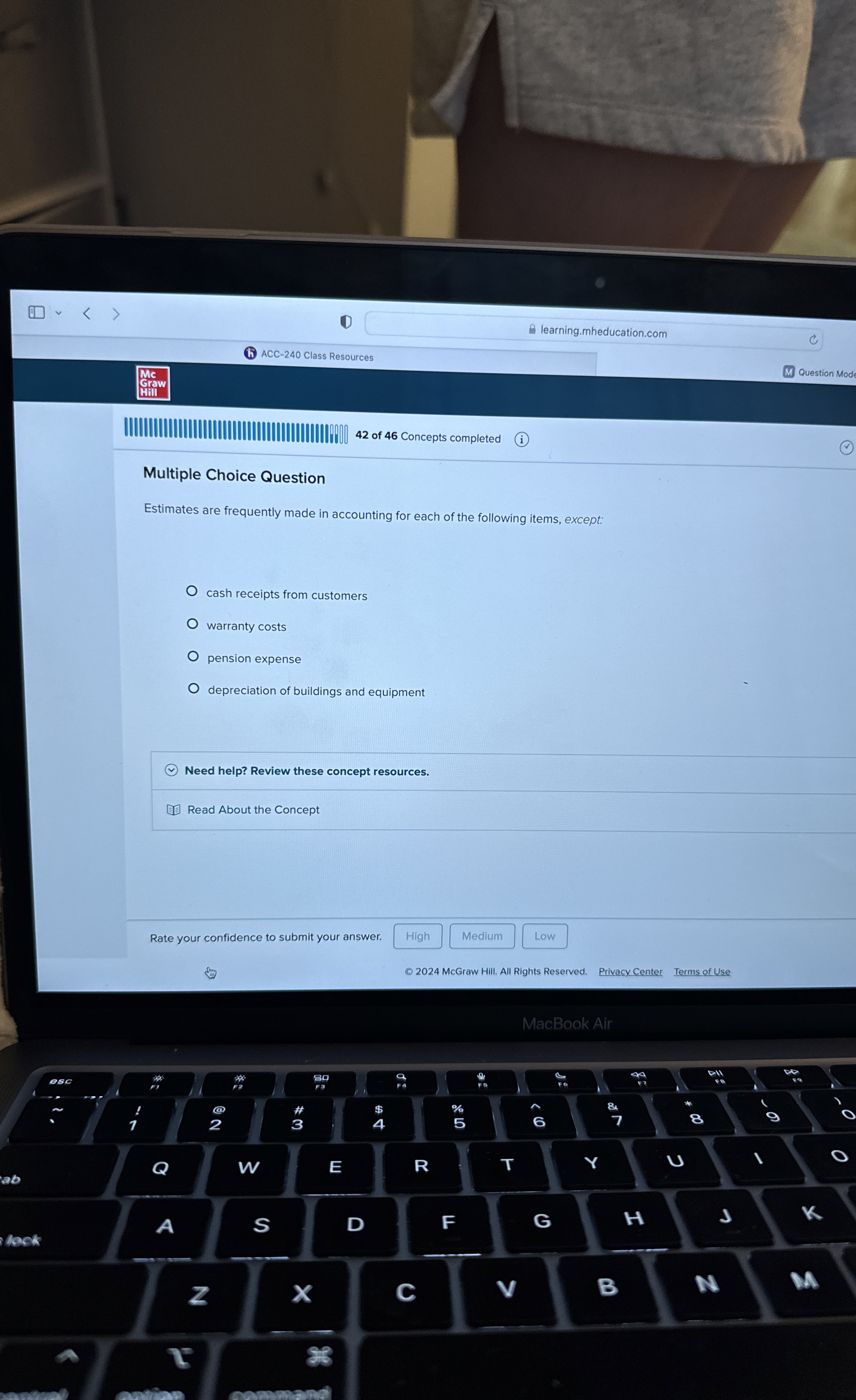 Multiple Choice Question Estimates are frequently made in accounting for each