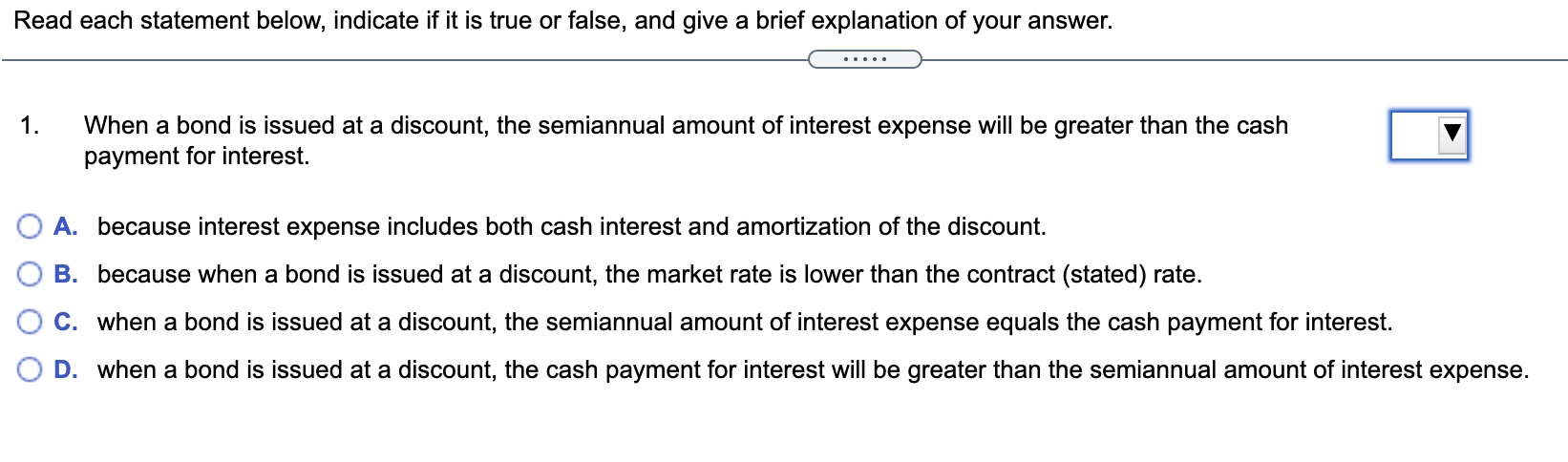  Read each statement below, indicate if it is true or false,