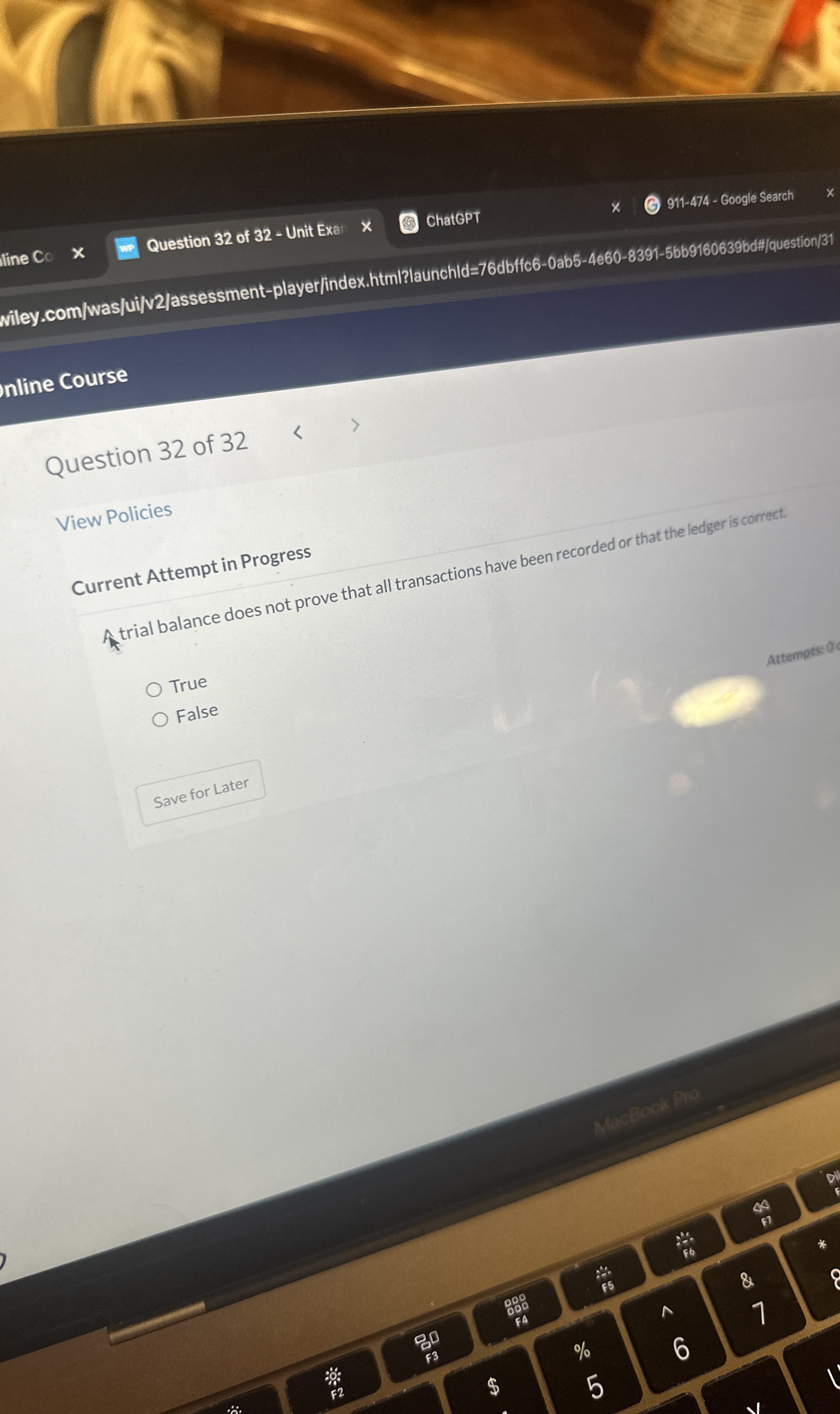 View Policies Current Attempt in Progress Atrial balance does not prove