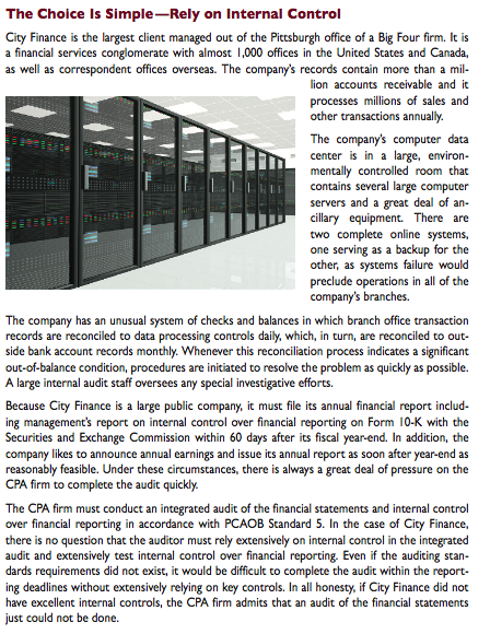 controls and when they should place less reliance on controls? The Choice