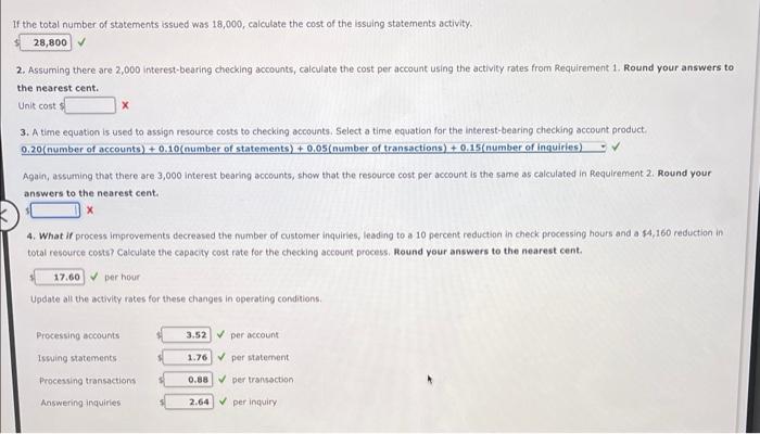 following data about its two checking account products and their associated resources
