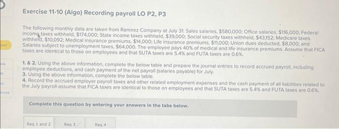  Using the above information, complete the below table and prepare the