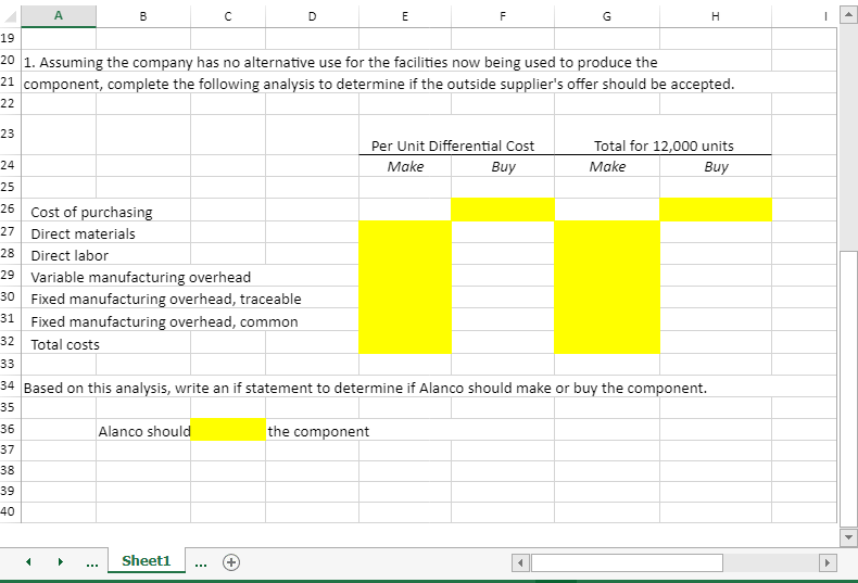 GIVE NUMBERS, NEED EXCEL FORMULAS. \begin{tabular}{|c|c|c|c|c|c|c|c|c|c|c|} \hline A1 & & & fx