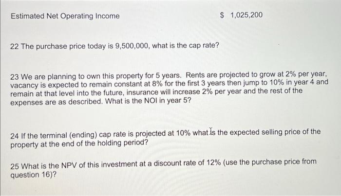 for the next 4 questions Potential Gross Income 100,000 sq. ft for