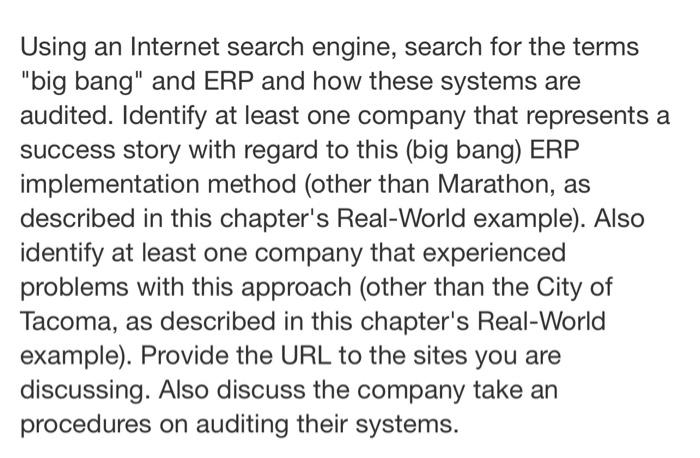  Using an Internet search engine, search for the terms "big bang"