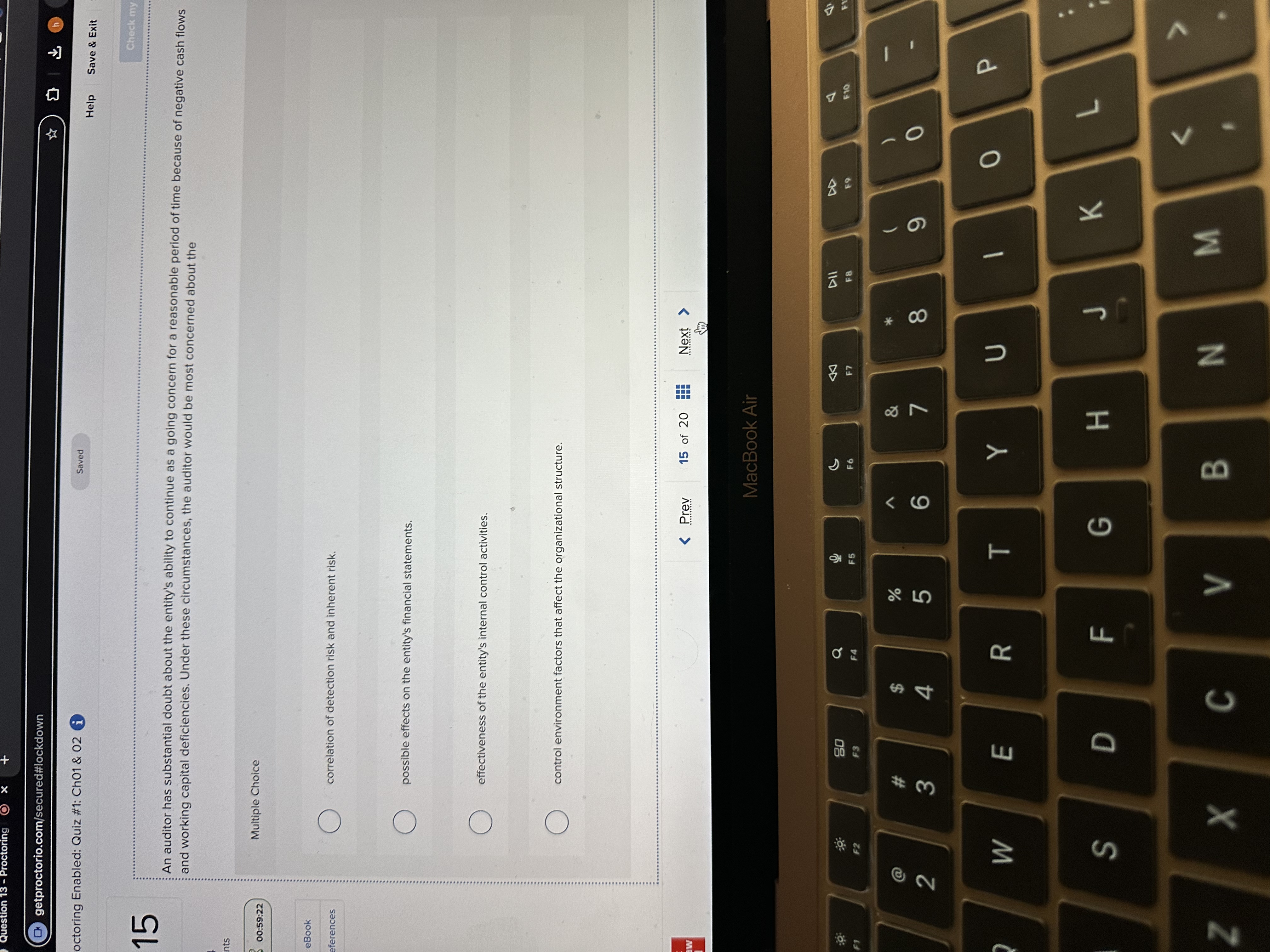  An auditor has substantial doubt about the entity's ability to continue