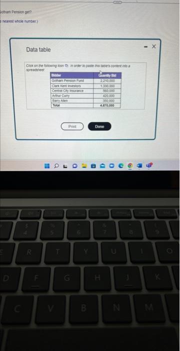 please answer all parts Data table How many shaes ooes Coctam Pension