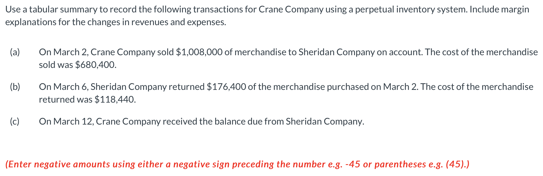  ASSETS = LIABILITIES + STOCKHOLDER EQUITY Use a tabular summary to