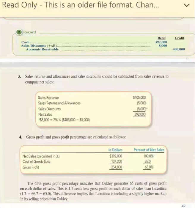  Read Only - This is an older file format. Chan... Record