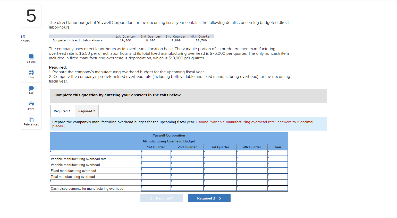 please fill in chart and solve for predetermined overhead rate for the