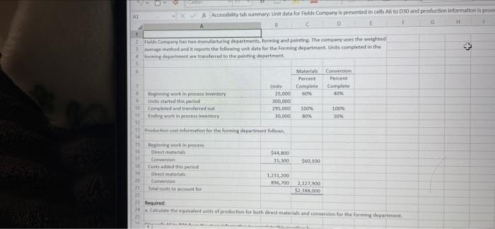 this is all one question please help Al Accessibility to summary: Unit
