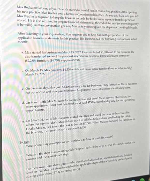 please complete i, ii, and iii using the information in a through