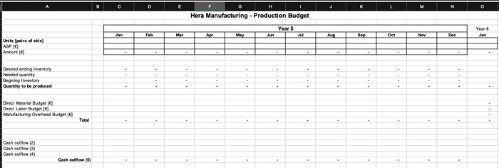 12-month forecast for Year 5 in units and euros. You have the